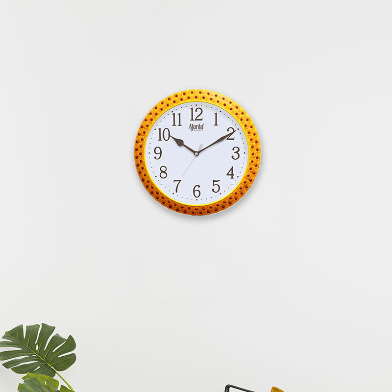 Ajanta Wall Clock 16 Inch Wall Clock for Bedroom, Hall, Drawing Room & Home  and Offices (Teak)