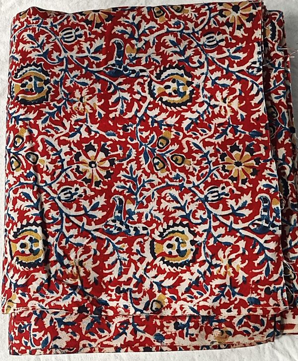 kalamkari, organic cotton, natural dyes, block print, red