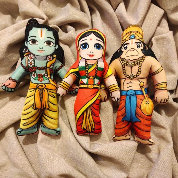 raam-sita-hanuman dolls, Indian Soft Toy, Indian Dolls, Hindu Dolls, Hindu Mythology toys