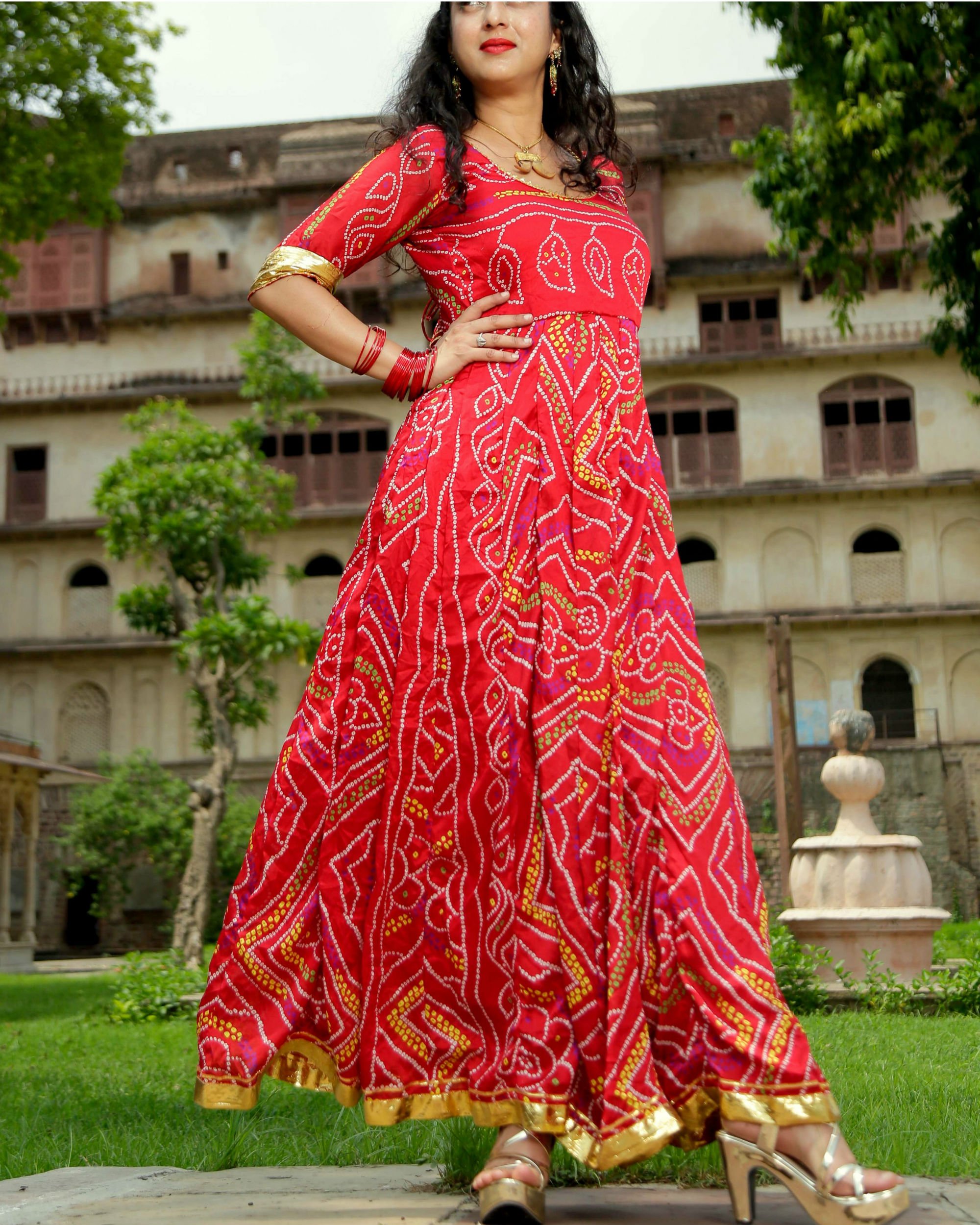 Buy Royal Red Bandhani Suit For Women Online - Frontierraas