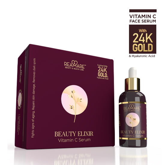beauty elixir, vit c serum, with 24k gold and hyaluronic acid