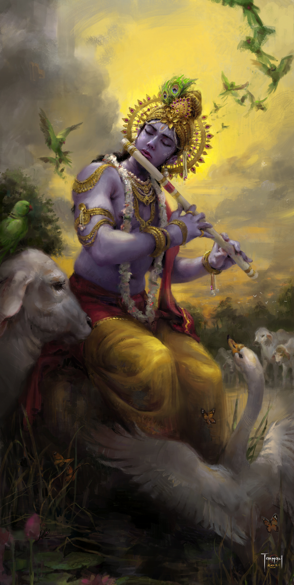 shri Krishna with his flute
