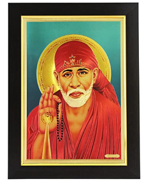 Gold Plated Photo Frame of God Sai Baba of Shirdi (26x1x35 cm)