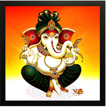 Lord Ganesha Painting Digitally Printed Classic Creative and Decorative Photo Frame/God Ganesh Religious Digital Images for Ganesh (12x12 inch)