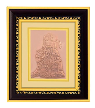 Lord Hanuman Copper Photo Frame | Hanuman Ji Copper Plated Photoframe | Hanuman ji Frame for Home Temple| Gods Photoframes | Hindu God & Goddesses Frames | Spiritual & Religious Photoframes