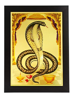 Synthetic Fiber Wood Frame Gold Plated God Goga Maharaj HD Poster (26 x 1 x 35 cm, Black)