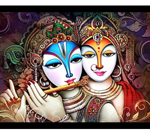 Madhav Art Lord Radha Krishna Painting Digitally Printed Classic Creative and Decorative Photo Frame/God Krishna Religious Digital Images for Radha Krishna (12x18 inch)