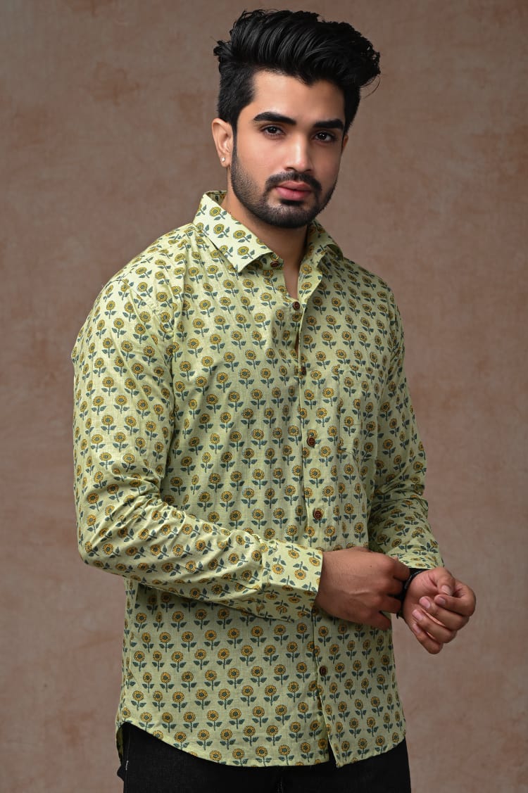Handblocked shirt for men - Indic Brands