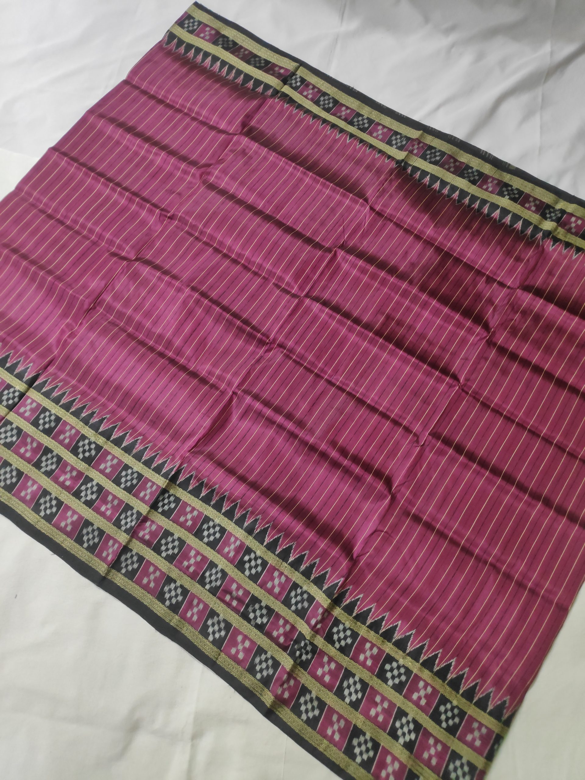 Triple Pasapali Border Unchhula Handloom Khandua SIlk Saree - Indic Brands