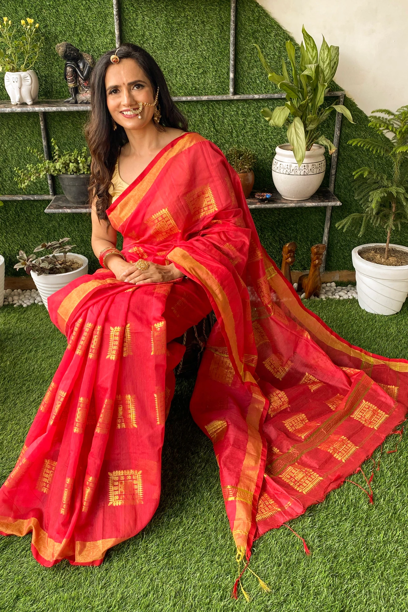 Buy Red Silk Woven Stripe Gulaab Zari Saree For Women by Dressfolk Online  at Aza Fashions.