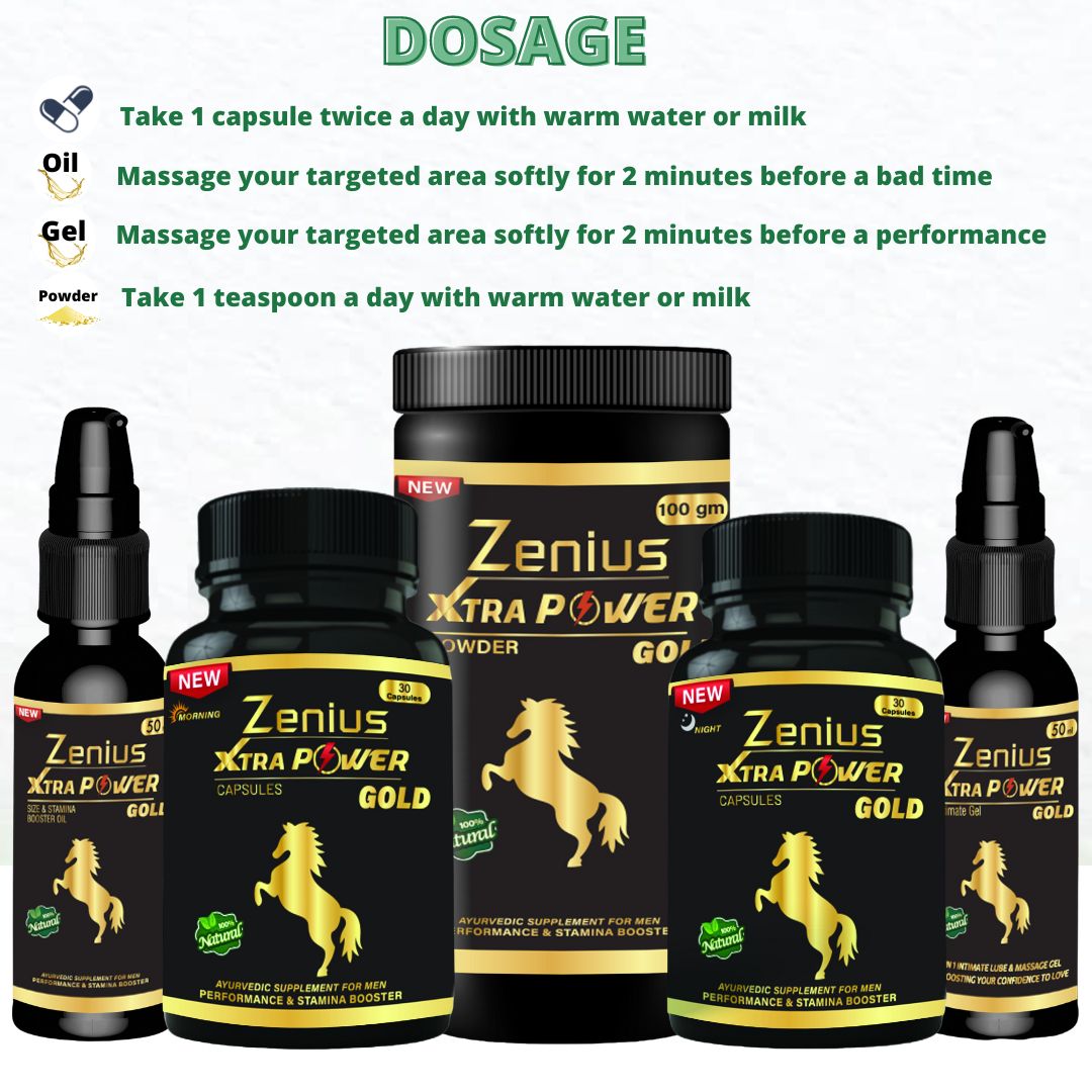 Zenius Xtra Power Gold Kit Sexual Health And Stamina Booster 30 Capsule 30 Capsule 50ml 4642